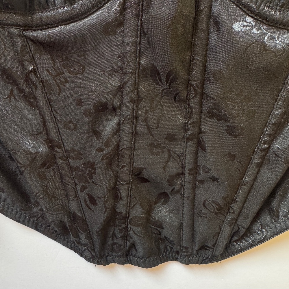 Urban Outfitters Out From Under Devon Satin Corset Black Bra Top Sz L - Picture 13 of 14